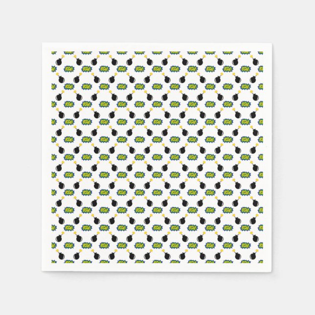 Tecknader Roligt av "Big Ideas Boom Bombs Superhjä Pappersservett (Framsidan)