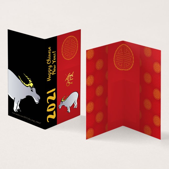 Tecknader Traditional Chinese Ox Year 2021 pack FC Kort (In- och utsida)