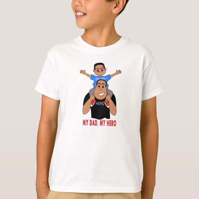 tecknadfadern och sonpojken på pappa knuffar tee shirt (Framsida)