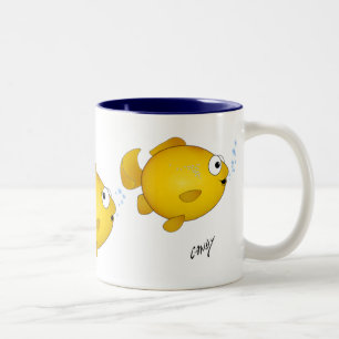 Tecknadfish. Två-Tonad Mugg