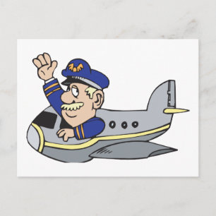 Tecknadflygplan Vykort