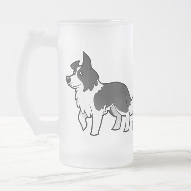 TecknadgränsCollie Frostat Ölglas (Vänster)