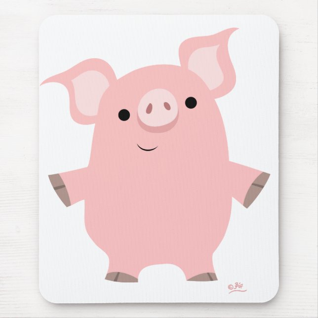 Tecknadgris som står upp mousepad musmatta (Framsidan)
