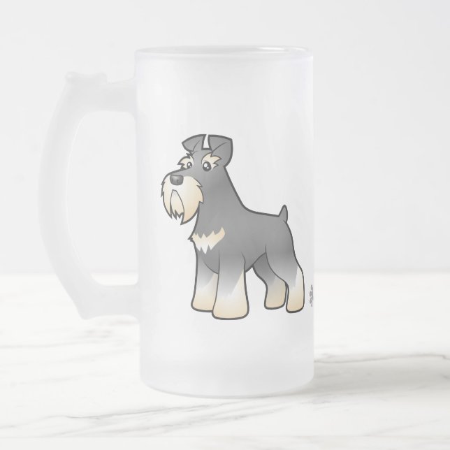 Tecknadjätte/standard/miniatyrSchnauzer Frostat Ölglas (Vänster)