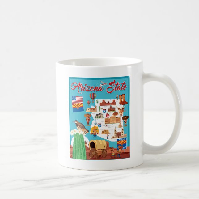 Tecknadkarta av Arizona Kaffemugg (Höger)