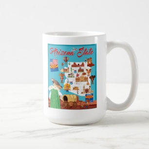 Tecknadkarta av Arizona Kaffemugg