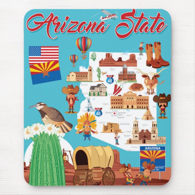 Tecknadkarta av Arizona Musmatta (Framsidan)