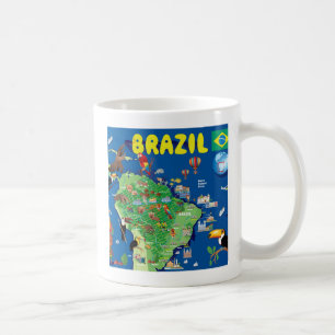 Tecknadkarta av Brasilien Kaffemugg