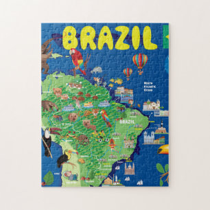 Tecknadkarta av Brasilien Pussel