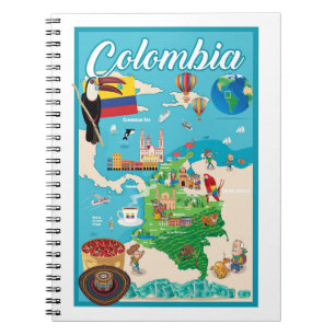 Tecknadkarta av Colombia Anteckningsbok
