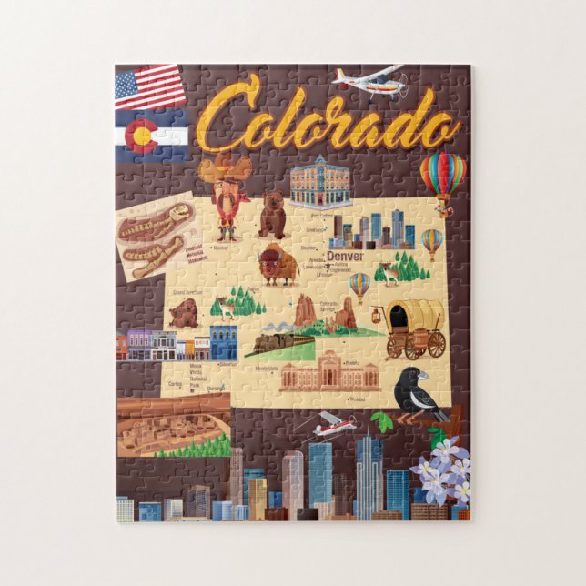 Tecknadkarta av Colorado Pussel (Vertikal)