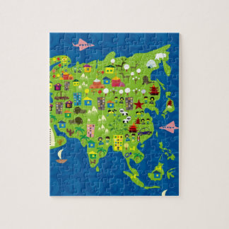 Tecknadkarta av det Asien pussel