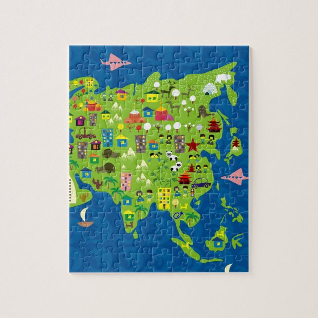 Tecknadkarta av det Asien pussel (Vertikal)