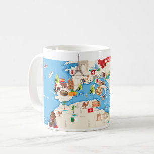 Tecknadkarta av det medelhavs- kaffemugg