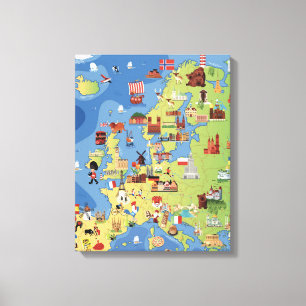 Tecknadkarta av Europa Canvastryck
