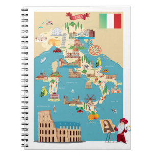 Tecknadkarta av italien anteckningsbok
