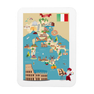 Tecknadkarta av italien magnet