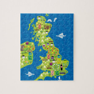 Tecknadkarta av UK-pussel Pussel