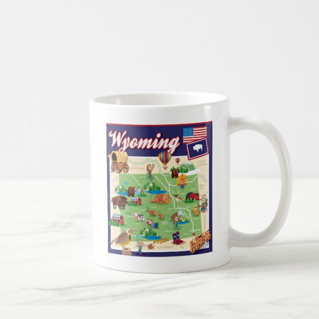 Tecknadkarta av Wyoming Kaffemugg (Höger)
