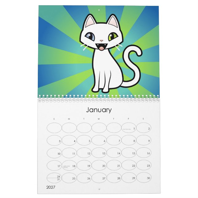Tecknadkatter 2012 (planlägg ditt eget!), kalender (Jan 2027)