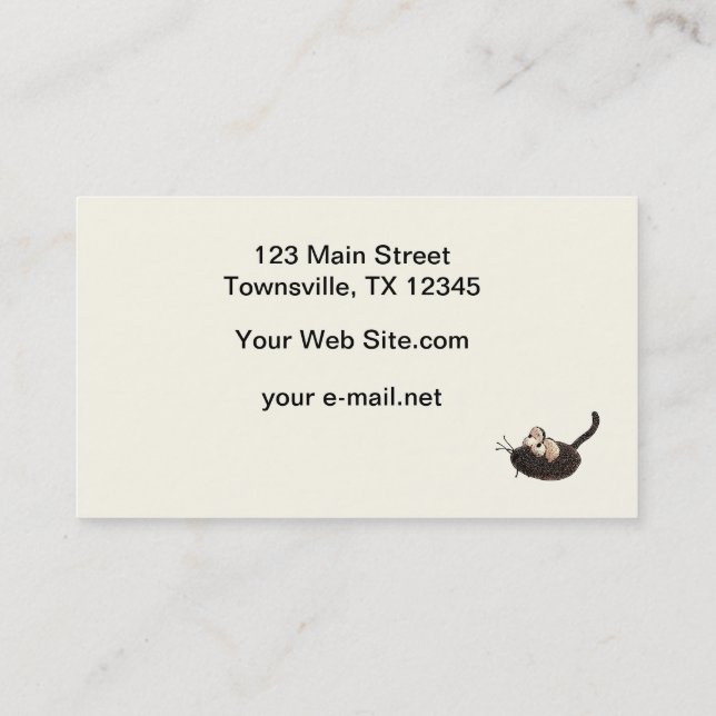 Tecknadkattunge med leksakmusen visitkort (Baksida)