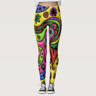 Tecknadklotterstekflott målar abstrakt leggings