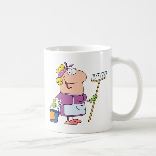 Tecknadlokalvårddam Kaffemugg (Höger)