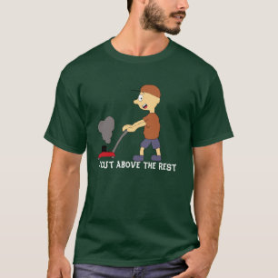 Tecknadman med gräsklipparen t-shirt