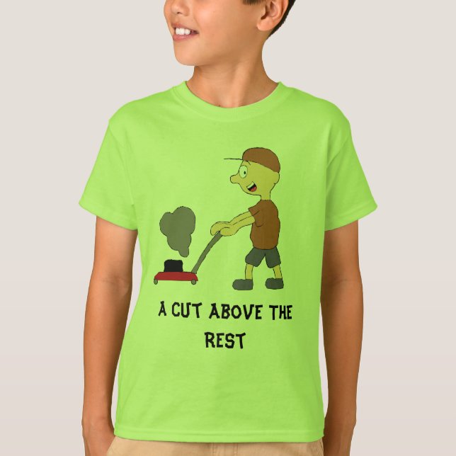 Tecknadman med gräsklipparen tee shirt (Framsida)