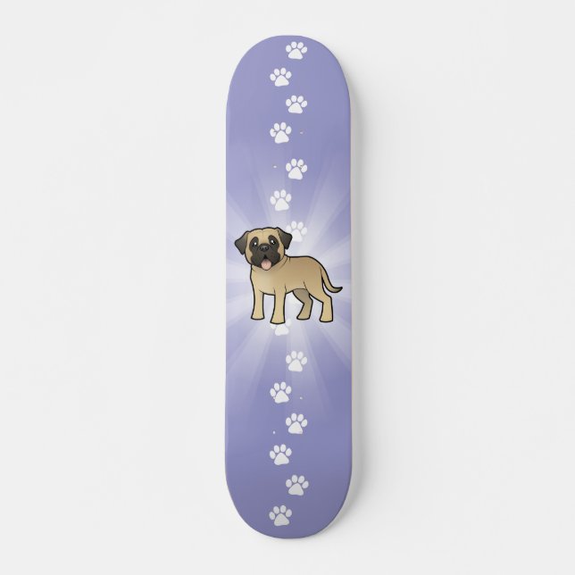 TecknadMastiff/Bullmastiff Old School Skateboard Bräda 18 Cm (Framsida)