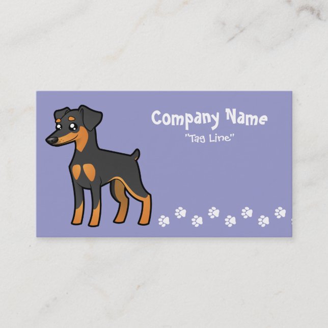 TecknadminiatyrPinscher/Manchester Terrier Visitkort (Framsida)