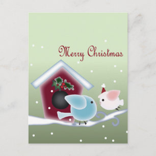 Tecknadmistletoelove birds vår första jul helg vykort