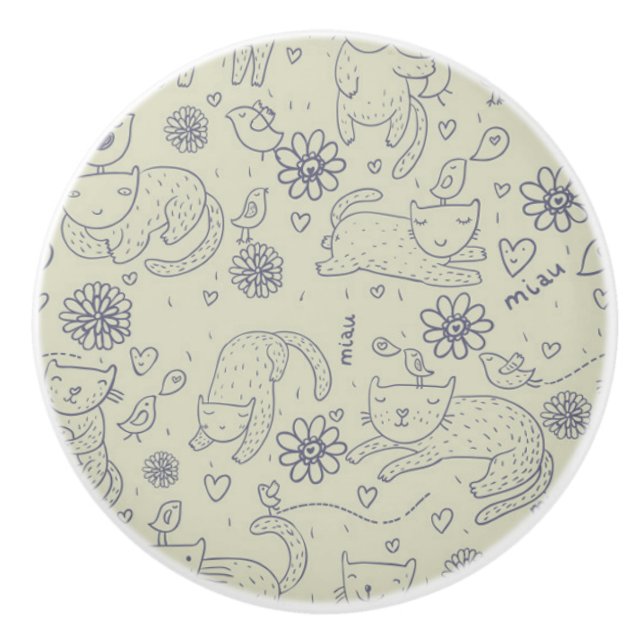 Tecknadmönster med roliga katter knopp (Framsidan)