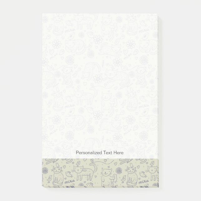 Tecknadmönster med roliga katter post-it block (Framsida)