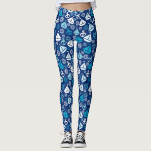Tecknadmönster med segelbåtar leggings
