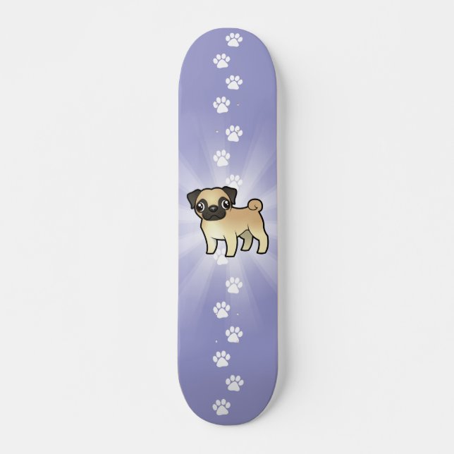 Tecknadmops Skateboard Bräda 19,5 Cm (Framsida)