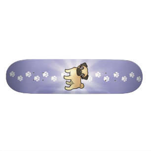 Tecknadmops Skateboard Bräda 19,5 Cm