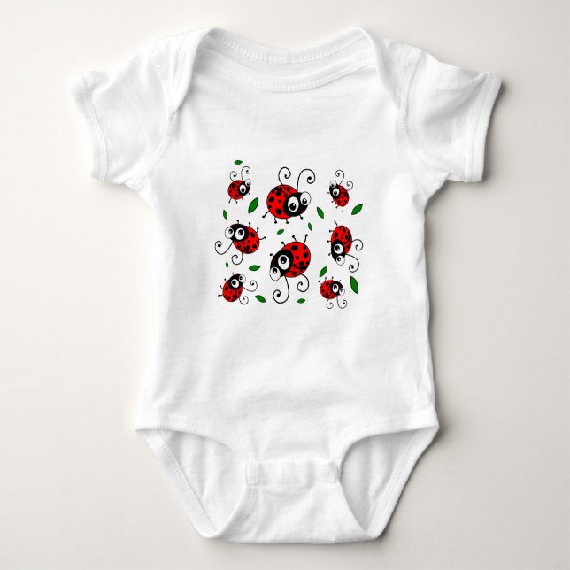 Tecknadnyckelpigamönster T-shirt (Framsida)