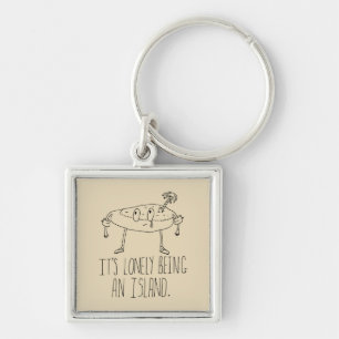 Tecknadö Fyrkantig Silverfärgad Nyckelring