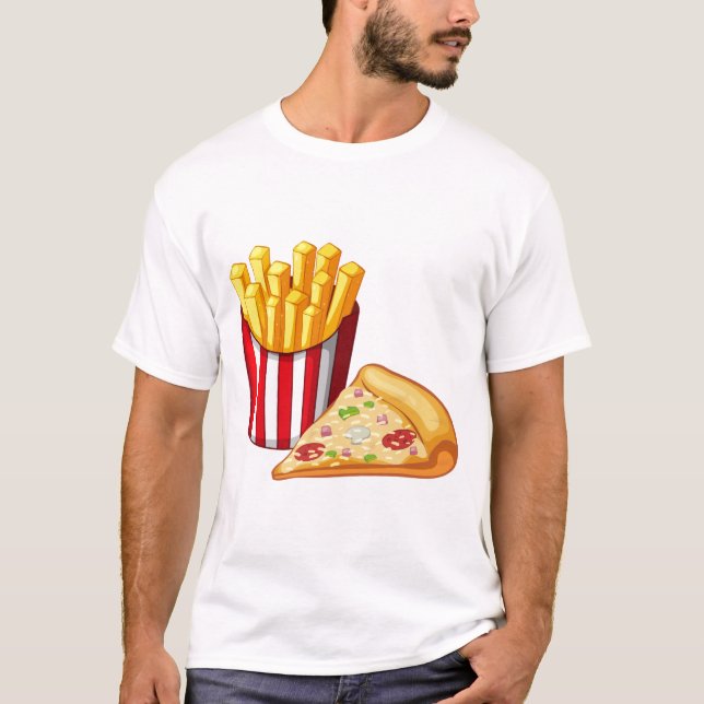 Tecknadpizza och småfiskar t shirt (Framsida)