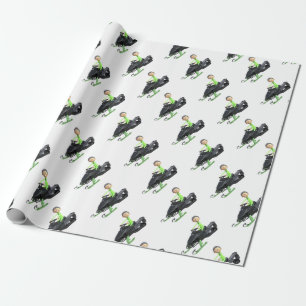 Tecknadpojke på en Snowmobile Presentpapper