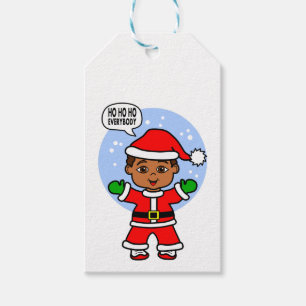 Tecknadpojke som ha på sig jubel för Santa Presentetikett