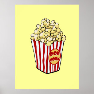TecknadPopcorn hänger lös trycket Poster