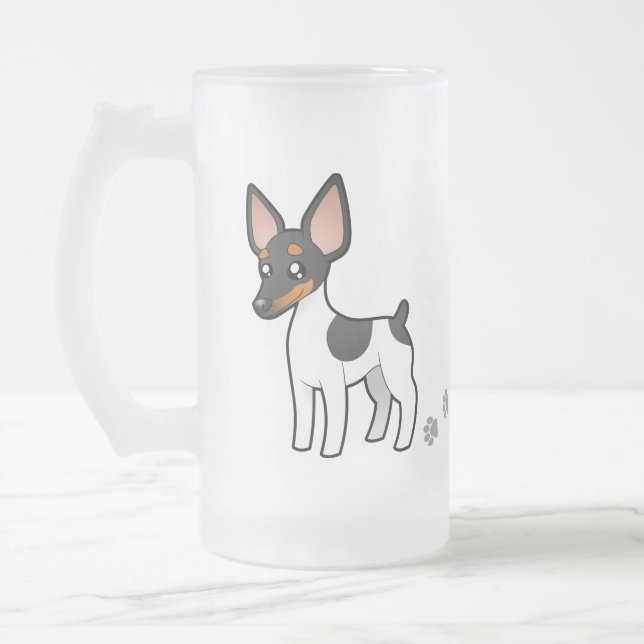 TecknadråttaTerrier/leksakfoxterrier Frostat Ölglas (Vänster)