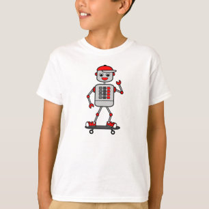 Tecknadrobotpojke på skateboarden tee