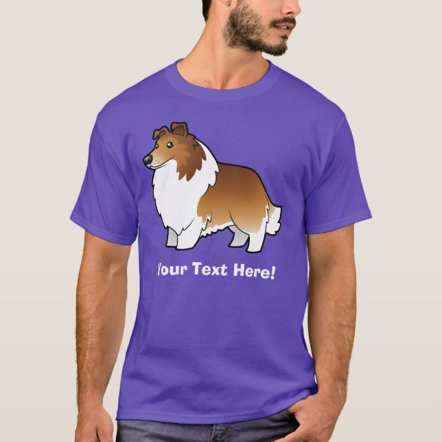 TecknadShetland Sheepdog/Collie T Shirt (Framsida)
