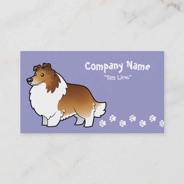 TecknadShetland Sheepdog/Collie Visitkort (Framsida)