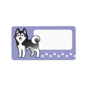 Tecknadsiberian husky/alaskabo Malamute Adressetikett