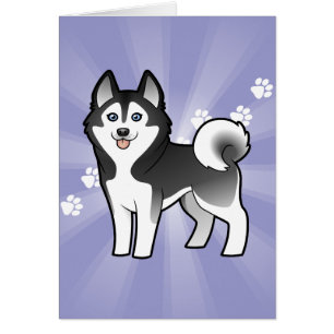 Tecknadsiberian husky/alaskabo Malamute Hälsningskort