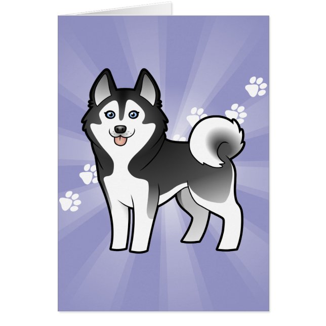 Tecknadsiberian husky/alaskabo Malamute Hälsningskort (Framsidan)